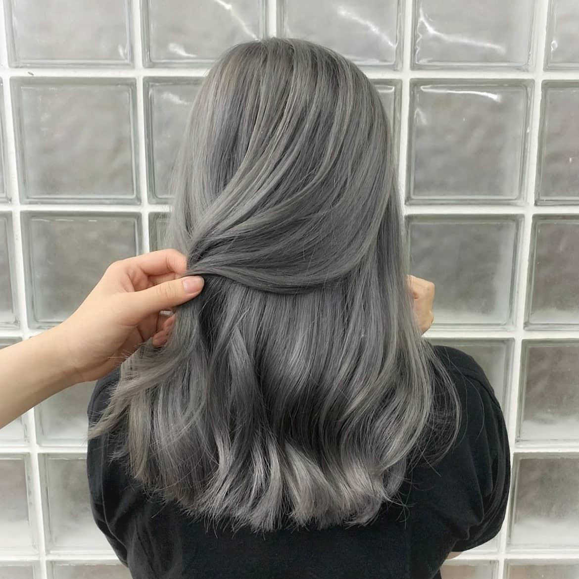 ash gray hair color asian